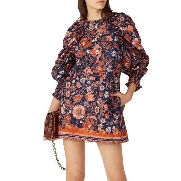 Ulla Johnson Devya Floral Long Balloon Sleeve Shift Dress, Size 2,  New with Tag - Picture 1 of 16